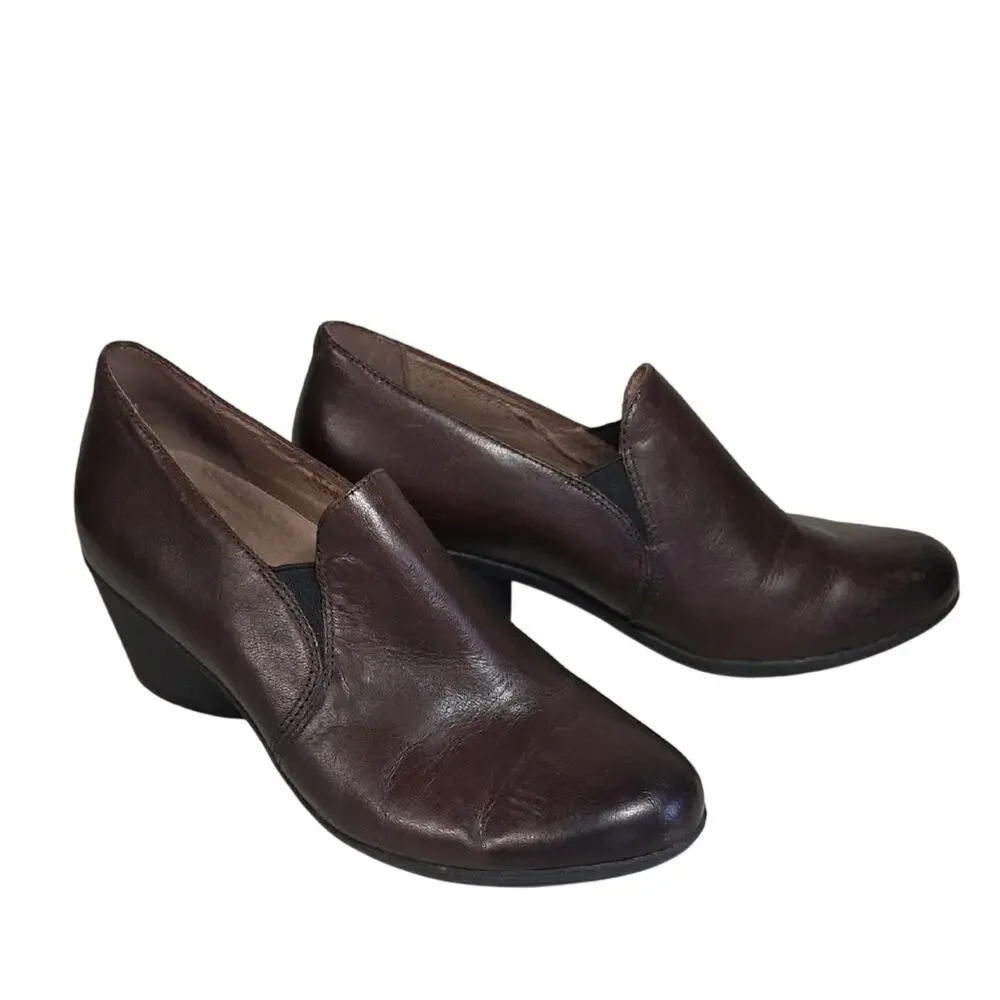 Dansko Robin Chocolate Burnished Calf Leather Low Heel Slip-On Shoes Womens 41